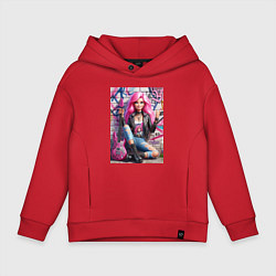 Детское худи оверсайз Барби панк гитарист - нейросеть