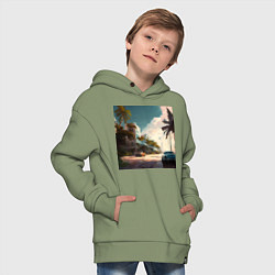 Толстовка оверсайз детская Солнечный Майами, цвет: авокадо — фото 2