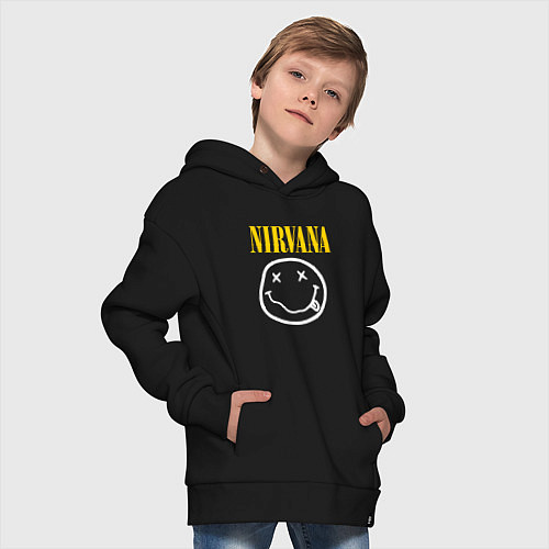 Детское худи оверсайз Nirvana original / Черный – фото 4