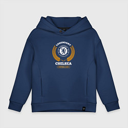 Толстовка оверсайз детская Лого Chelsea и надпись legendary football club, цвет: тёмно-синий