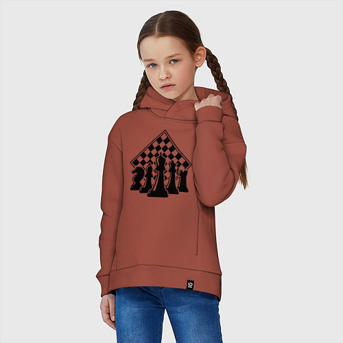 Детское худи оверсайз The chessboard / Кирпичный – фото 3