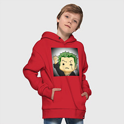 Толстовка оверсайз детская Зоро Ророноа киби, цвет: красный — фото 2