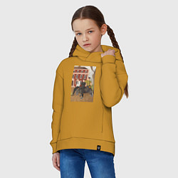 Толстовка оверсайз детская Красные кирпичи, цвет: горчичный — фото 2