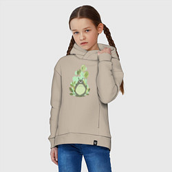 Толстовка оверсайз детская Green Totoro, цвет: миндальный — фото 2