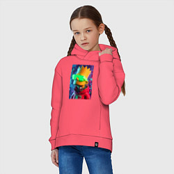 Толстовка оверсайз детская Чувак Барт Симпсон - нейросеть, цвет: коралловый — фото 2
