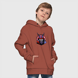 Толстовка оверсайз детская Samurai evil face, цвет: кирпичный — фото 2
