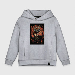 Детское худи оверсайз Тайский бокс тигр в стойке