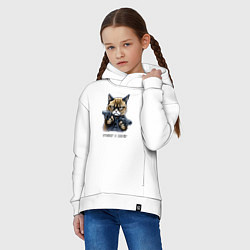 Толстовка оверсайз детская Незлопамятный кот, цвет: белый — фото 2