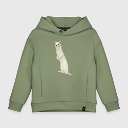 Детское худи оверсайз Белая ласка стоя