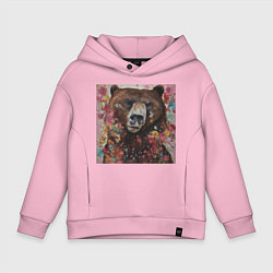 Толстовка оверсайз детская Яркий медведь, цвет: светло-розовый