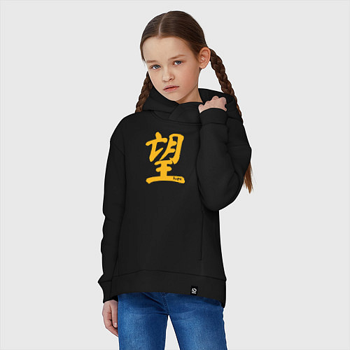 Детское худи оверсайз Иероглиф надежда / Черный – фото 3