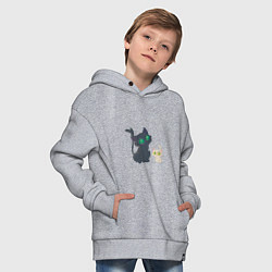 Толстовка оверсайз детская Судзумэ закрывающая двери Дайдзин кот, цвет: меланж — фото 2