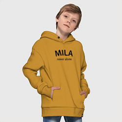 Толстовка оверсайз детская Mila never alone - motto, цвет: горчичный — фото 2