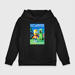 Толстовка оверсайз детская Bart and Creeper - collaboration ai art, цвет: черный