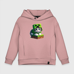 Толстовка оверсайз детская Kitten creeper collaboration - ai art, цвет: пыльно-розовый