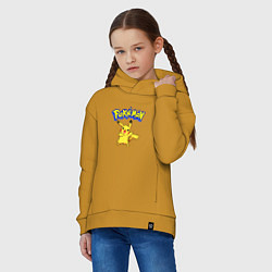 Толстовка оверсайз детская Pikachu 8-bit pixels, цвет: горчичный — фото 2