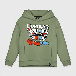 Толстовка оверсайз детская Cuphead and Mugman, цвет: авокадо