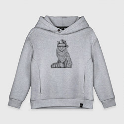 Толстовка оверсайз детская Новогодний мейн-кун, цвет: меланж