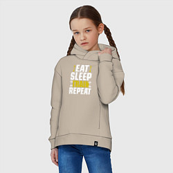 Толстовка оверсайз детская Eat sleep train, цвет: миндальный — фото 2
