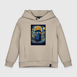 Толстовка оверсайз детская Телефонная полицейская будка, цвет: миндальный