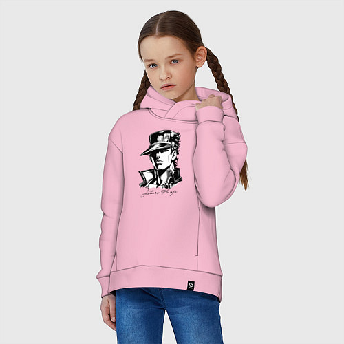 Детское худи оверсайз Jotaro Kujo - anime ai art / Светло-розовый – фото 3