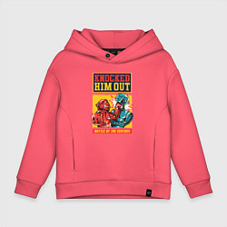 Толстовка оверсайз детская Битва ретро роботов, цвет: коралловый