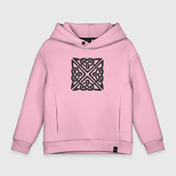 Толстовка оверсайз детская Квадратный кельтский черный узор, цвет: светло-розовый