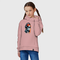 Толстовка оверсайз детская Grunge redhead girl skull, цвет: пыльно-розовый — фото 2