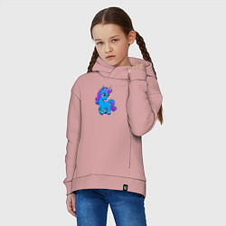 Толстовка оверсайз детская Единорог детская картинка, цвет: пыльно-розовый — фото 2