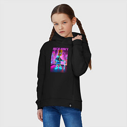 Толстовка оверсайз детская Neon Bart - with skateboard ai art fantasy, цвет: черный — фото 2