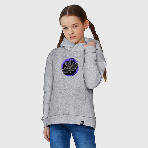 Детское худи оверсайз Мультяшная летучая мышь / Меланж – фото 3