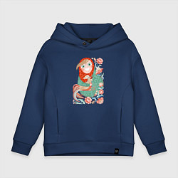 Толстовка оверсайз детская Матрешка и Петя Петушок Золотой гребешок, цвет: тёмно-синий