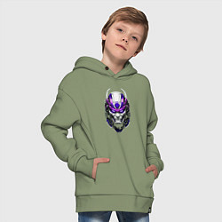 Толстовка оверсайз детская Фиолетовый киберпанк самурай, цвет: авокадо — фото 2