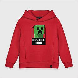 Толстовка оверсайз детская Minecraft hostile mob, цвет: красный