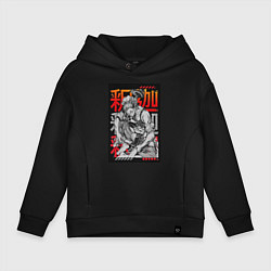 Толстовка оверсайз детская Повесть о конце света Будда Древнеиндийский бог, цвет: черный