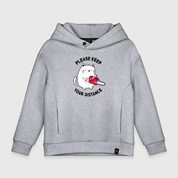 Детское худи оверсайз Белый кот с пилой