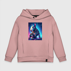 Толстовка оверсайз детская Кибер щенок бультерьера - нейросеть, цвет: пыльно-розовый