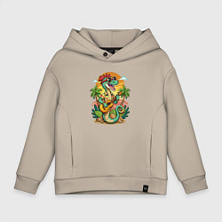 Детское худи оверсайз Веселая змея играет на гитаре