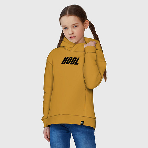 Детское худи оверсайз HODL / Горчичный – фото 3