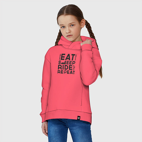 Детское худи оверсайз Eat sleep ride repeat / Коралловый – фото 3