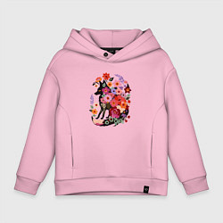 Детское худи оверсайз Лиса цветочный силуэт