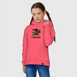 Толстовка оверсайз детская Крокодил - антибренд, цвет: коралловый — фото 2
