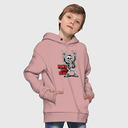 Толстовка оверсайз детская Череп с козой punks not dead, цвет: пыльно-розовый — фото 2