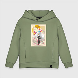 Толстовка оверсайз детская Магическая битва Кэнто Нанами офисный рабочий, цвет: авокадо
