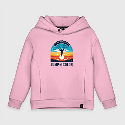 Детское худи оверсайз Парашютист на фоне закатного неба ретро винтаж