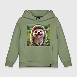 Детское худи оверсайз Милый ежик с высунутым языком