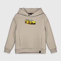 Толстовка оверсайз детская Желтый суперкар, цвет: миндальный