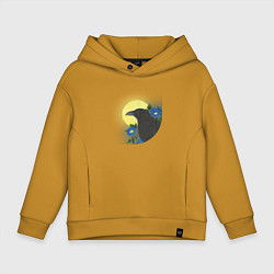 Детское худи оверсайз Чёрный ворон на ветке под луной