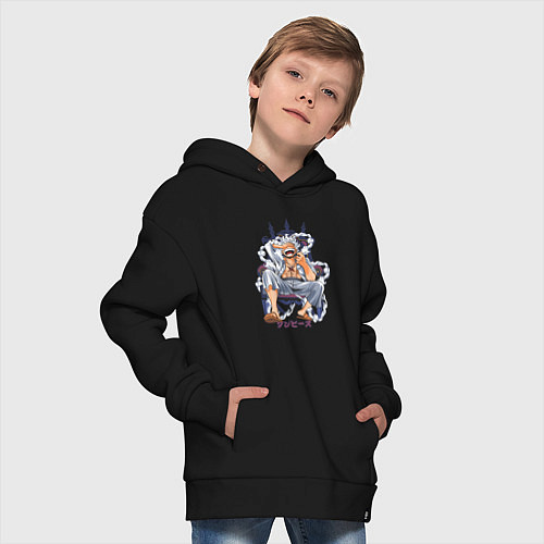 Детское худи оверсайз One piece дым smoke / Черный – фото 4