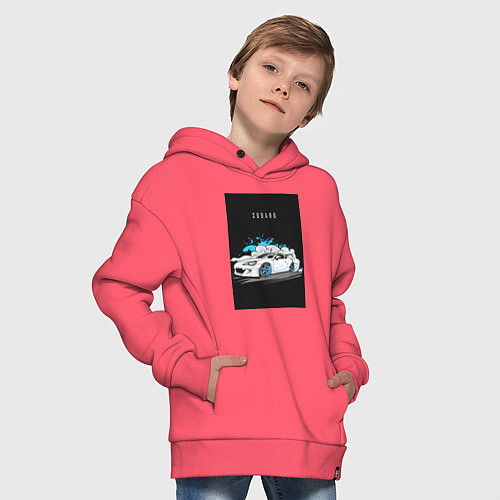 Детское худи оверсайз Subaru авто / Коралловый – фото 4
